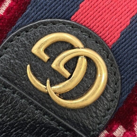 GUCCI GGVelvet Clutch Bag Velvet/Leather Red/Black - Picture 10 of 15